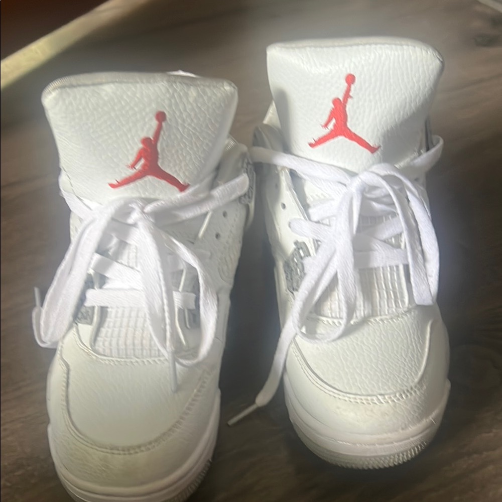 Jordan White and Red High-Top Sneakers